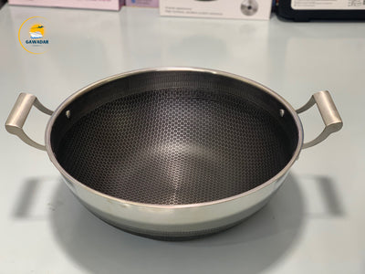 Laser Coated HoneyComb Pattern Deep Frying Karahi /Handi